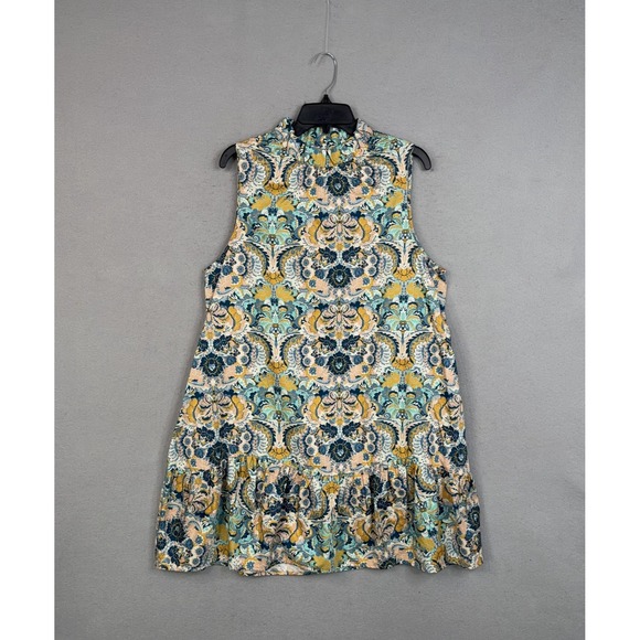 tyler böe Dresses & Skirts - Tyler Boe Dress Womens Medium Blue Floral Boho Sleeveless Shift Ruffle Hem